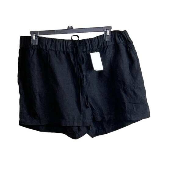 Caslon Nordstrom Brand Women's Black Linen Pull on Shorts Drawstring NWT - Picture 3 of 7